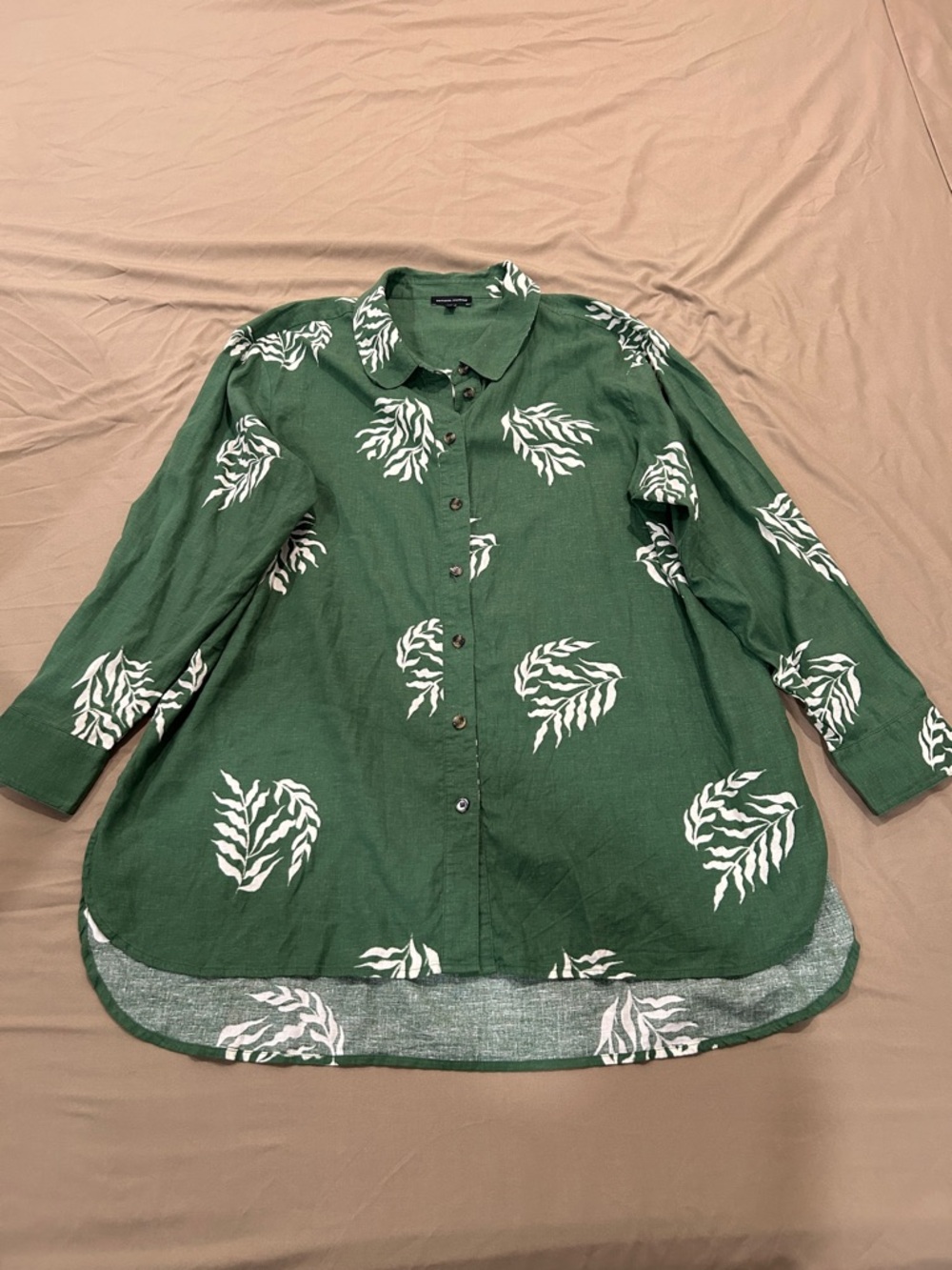 Universal Standard Green and White Leaf Print Swim Coverup
